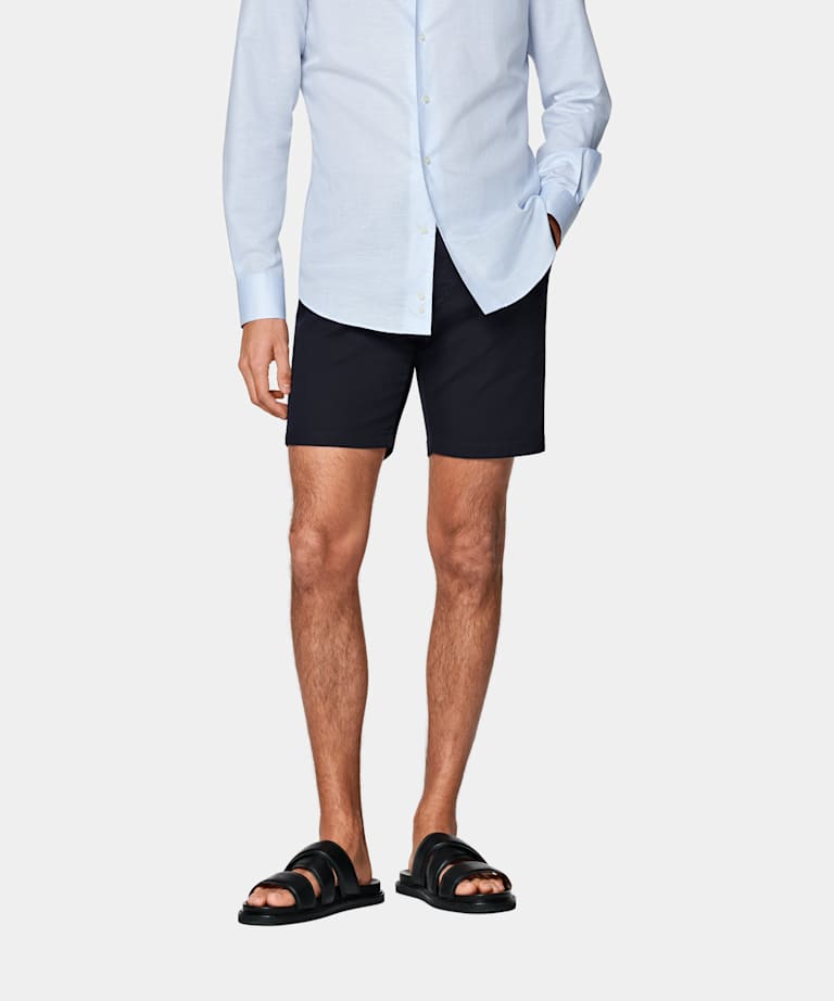 Navy Slim Leg Shorts