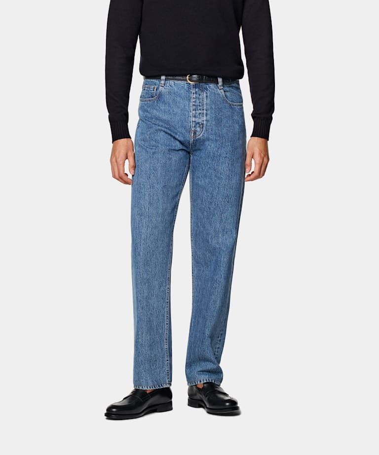 Blue Straight Leg Jeans