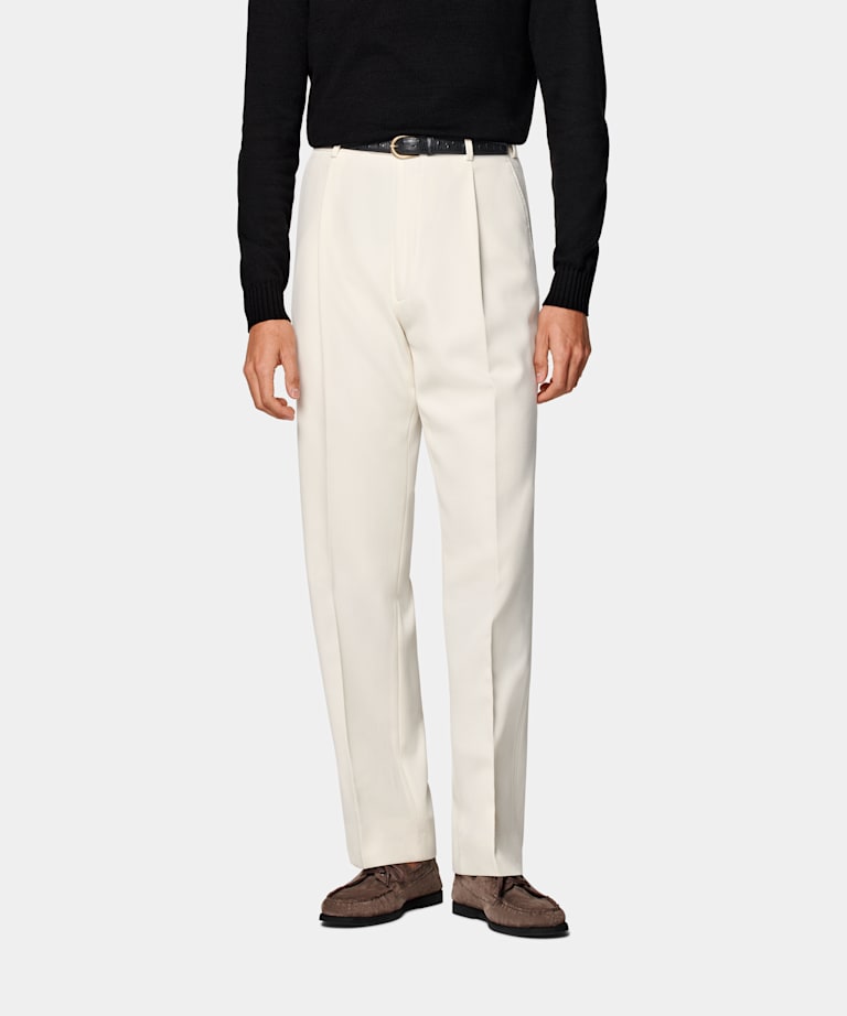 Pantalones color crudo Wide Leg Straight
