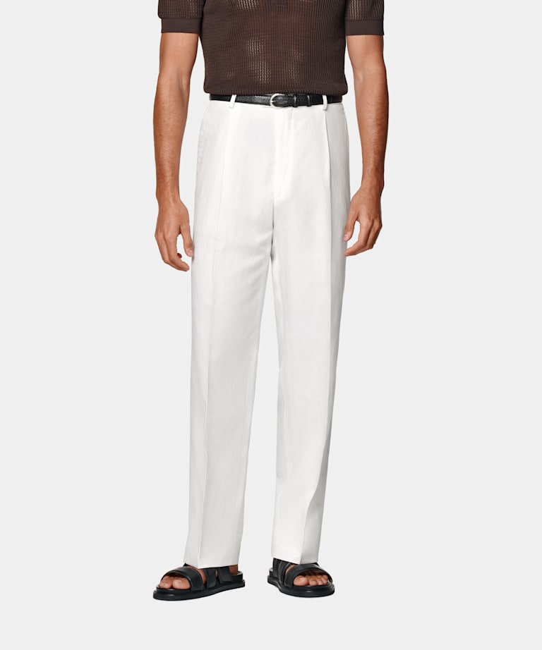 Pantalon Wide Leg Straight blanc cassé