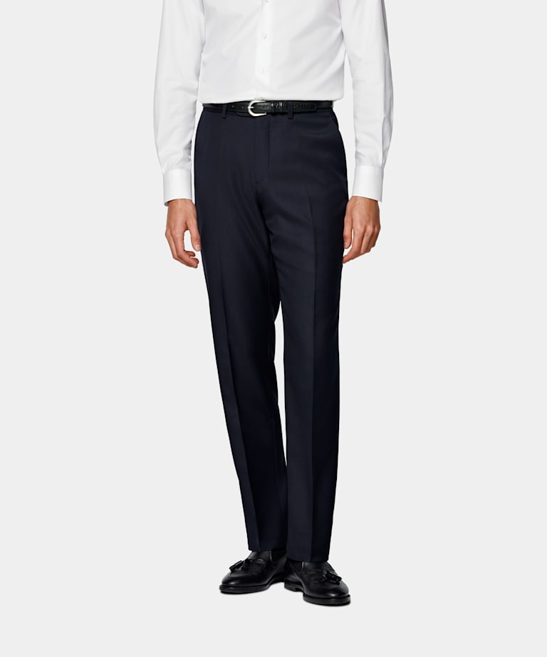 Navy Perennial Slim Leg Straight Suit Trousers