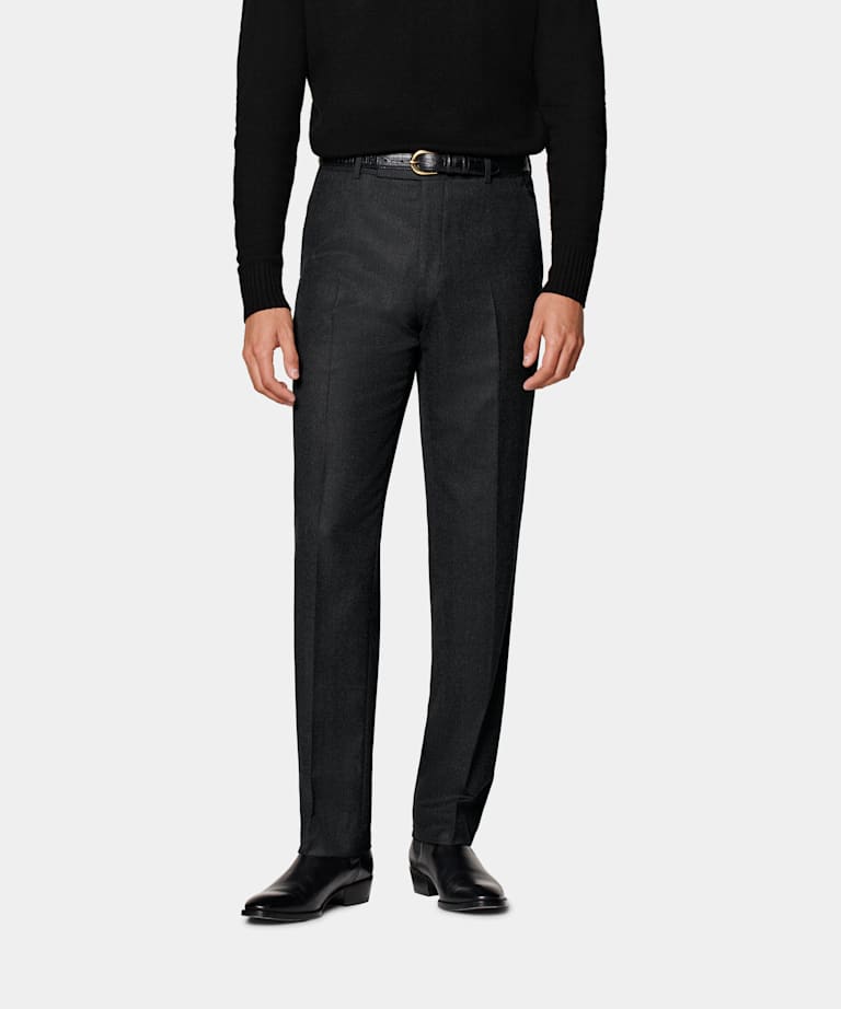 Dark Grey Straight Leg Suit Trousers