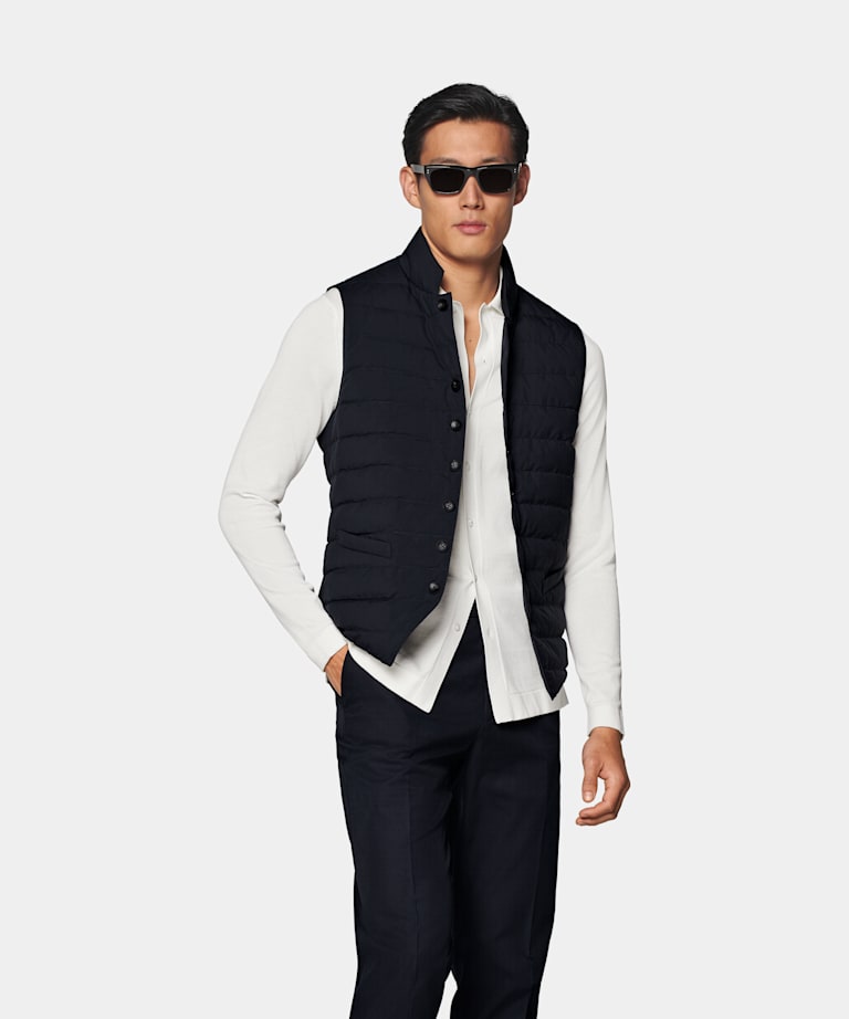 SUITSUPPLY Tissu technique - Olmetex, Italie Doudoune sans manches bleu marine