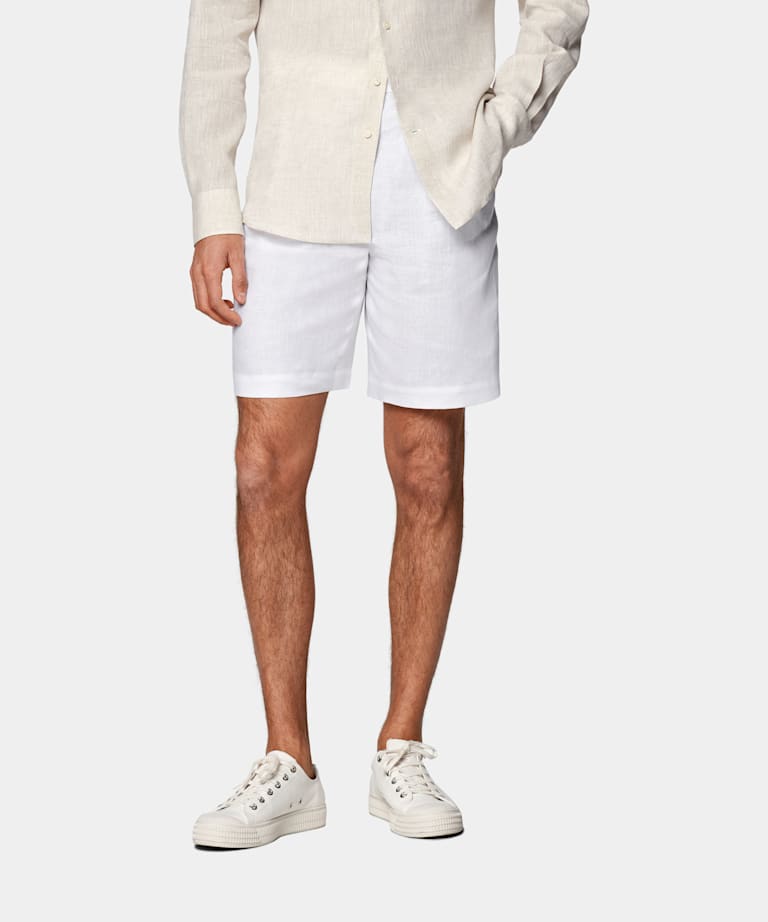 SUITSUPPLY Pure Linen by Baird McNutt, United Kingdom White Straight Leg Shorts