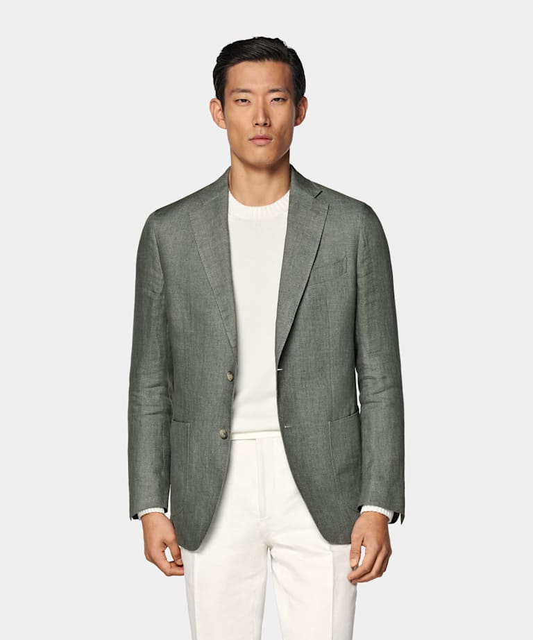 Mid Green Tailored Fit Havana Suit Jacket