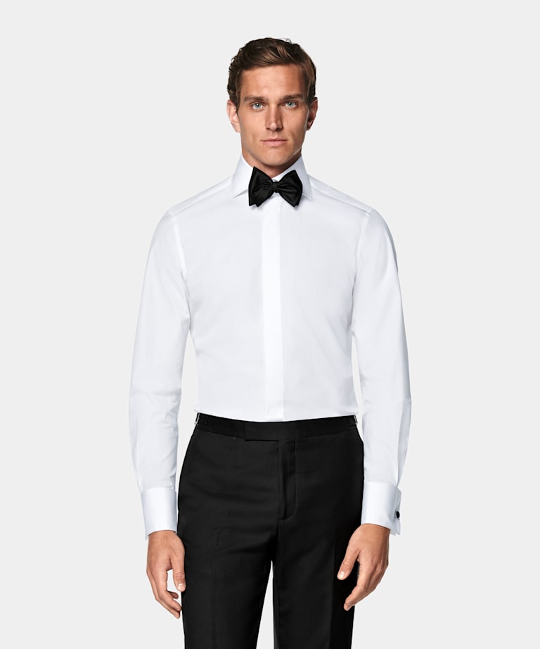 Twill Smokinghemd weiss Tailored Fit