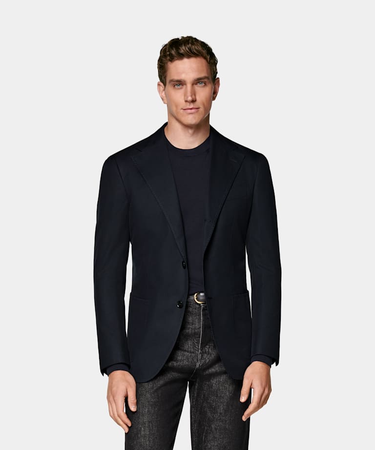 SUITSUPPLY Été Pur coton par E.Thomas, Italie Veste de costume Roma coupe Relaxed bleu marine