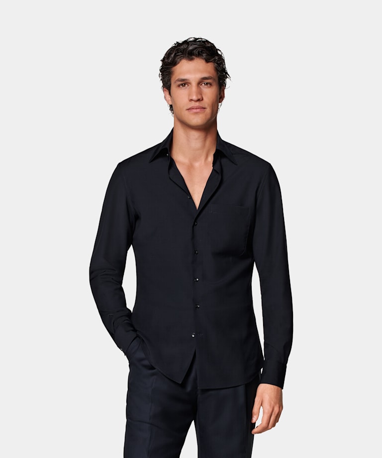 SUITSUPPLY Pure laine - Reda, Italie Chemise coupe Tailored bleu marine