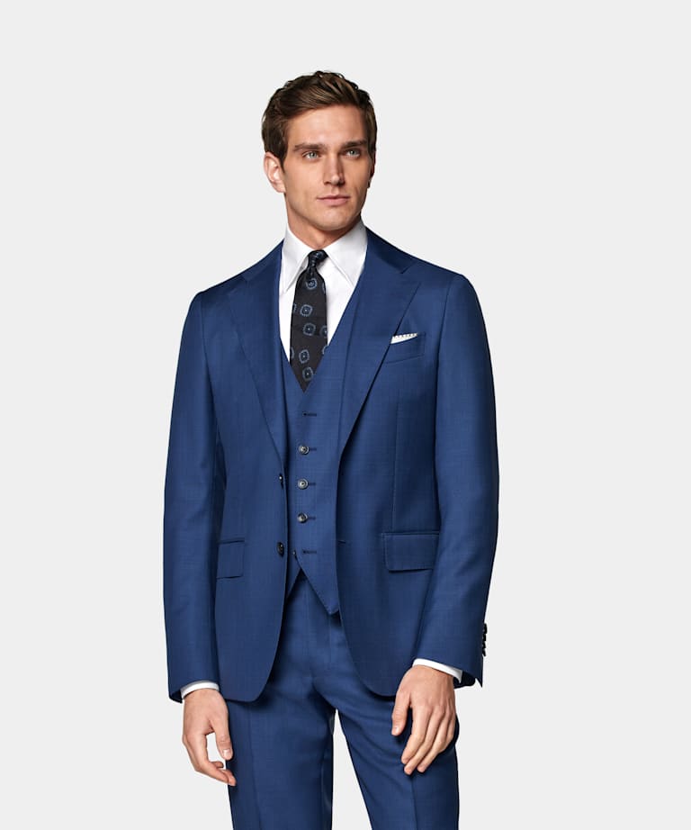 SUITSUPPLY Pure laine S110's - Vitale Barberis Canonico, Italie Gilet de costume bleu moyen