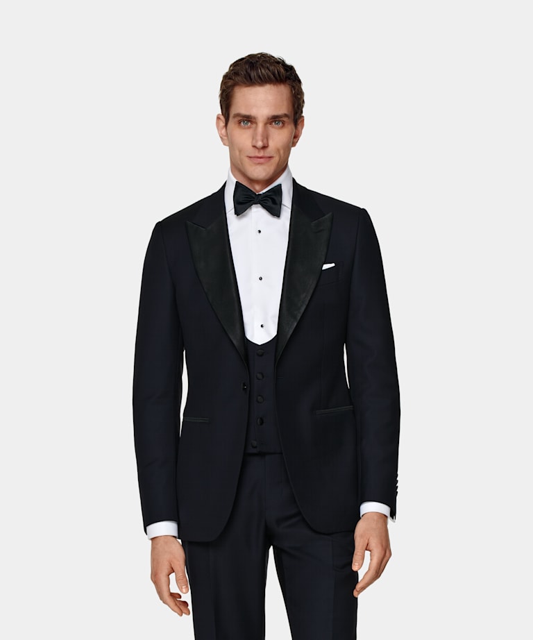 SUITSUPPLY Pure S110's Wool by Vitale Barberis Canonico, Italy Navy Tuxedo Waistcoat