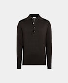 Polo de manga larga marrón oscuro