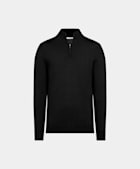 Black Merino Half Zip