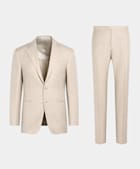 Sand Herringbone Tailored Fit Havana Suit