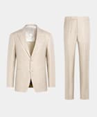 Sand Herringbone Tailored Fit Havana Suit