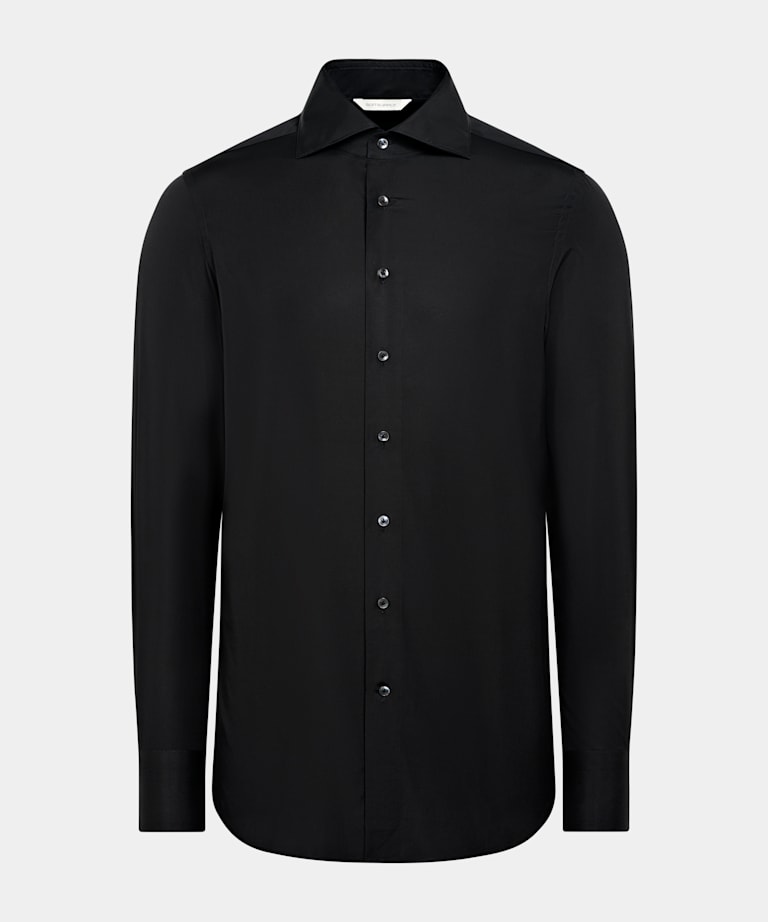 Chemise coupe tailored en popeline noire