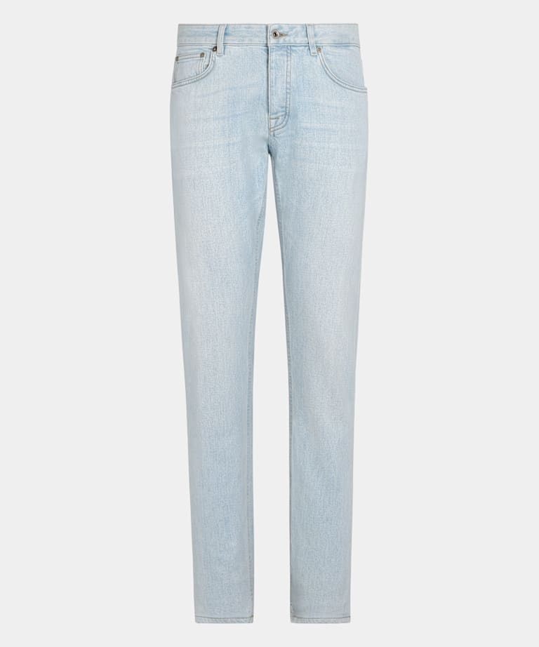 Light Blue Slim Leg Tapered Jeans