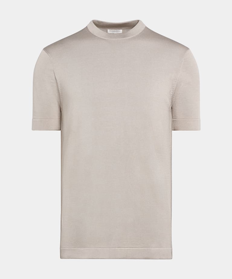 Light Taupe Short Sleeve Crewneck