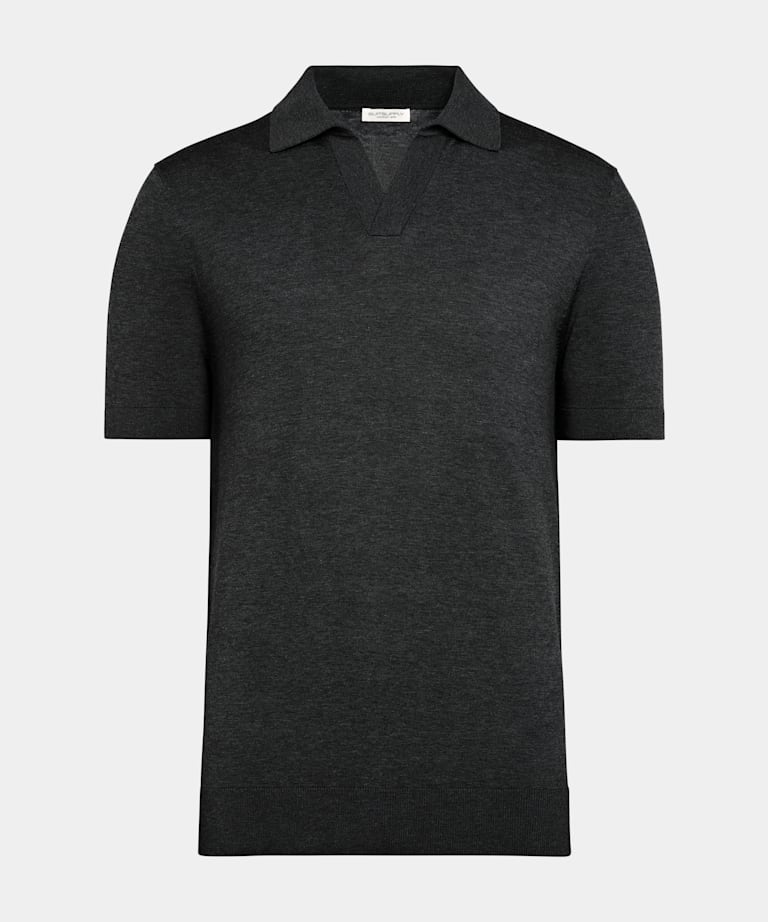 Dark Grey Buttonless Polo
