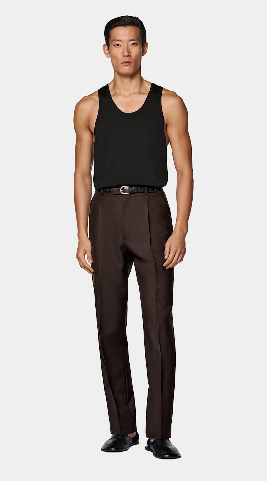 SUITSUPPLY Algodón californiano y seda Mulberry Camiseta sin mangas negra de punto