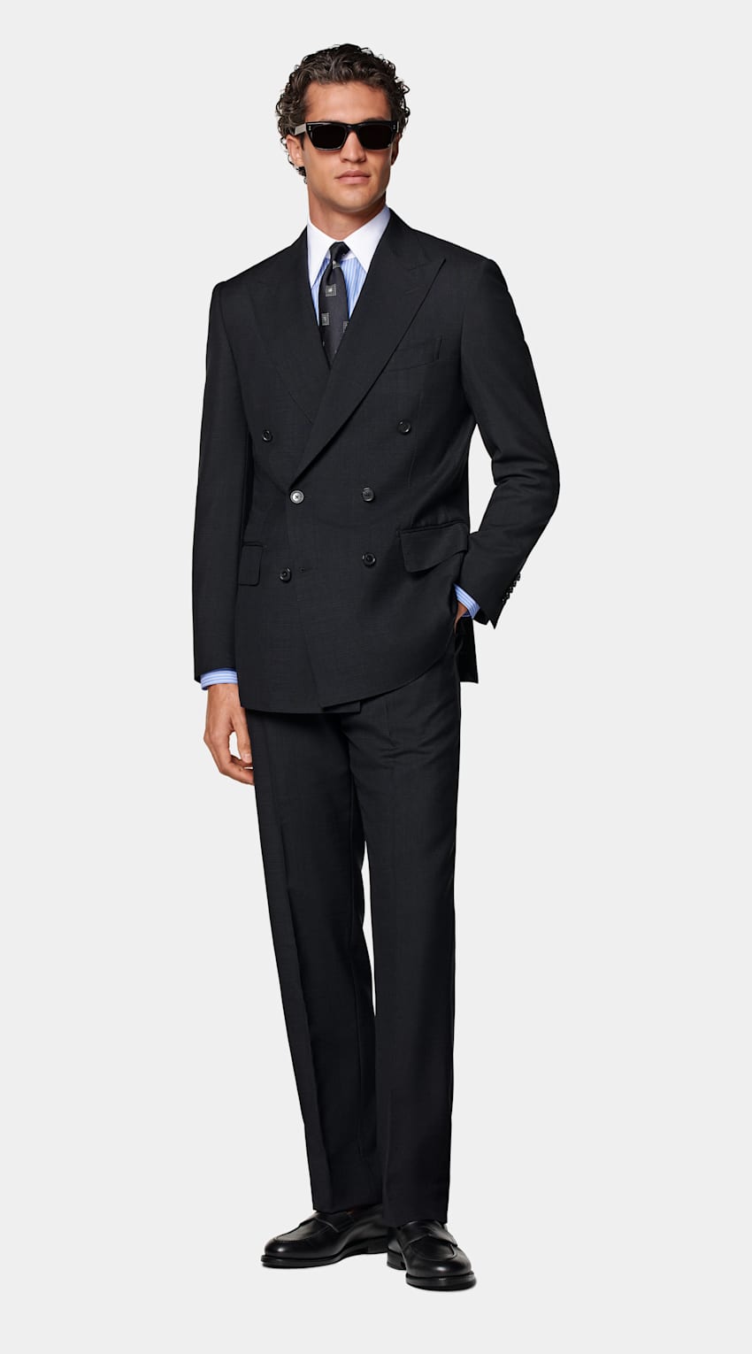 SUITSUPPLY All Season Lana-mohair de Vitale Barberis Canonico, Italia Traje Milano azul marino corte Tailored