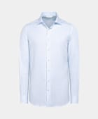 Light Blue Striped Poplin Tailored Fit Shirt