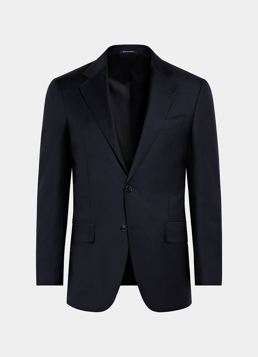SUITSUPPLY All season Pure laine S110's par Vitale Barberis Canonico, Italie Veste de costume Havana coupe Tailored bleu marine
