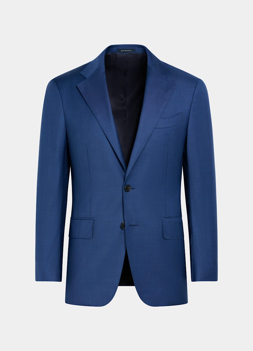 SUITSUPPLY All season Pure laine S110's par Vitale Barberis Canonico, Italie Veste de costume Havana coupe Tailored bleu moyen