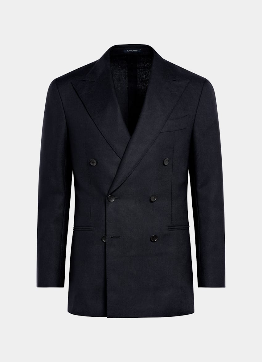 SUITSUPPLY All Season Wrinkle-Free 4-Ply Wool by Rogna, Italy Navy Tailored Fit Havana Suit