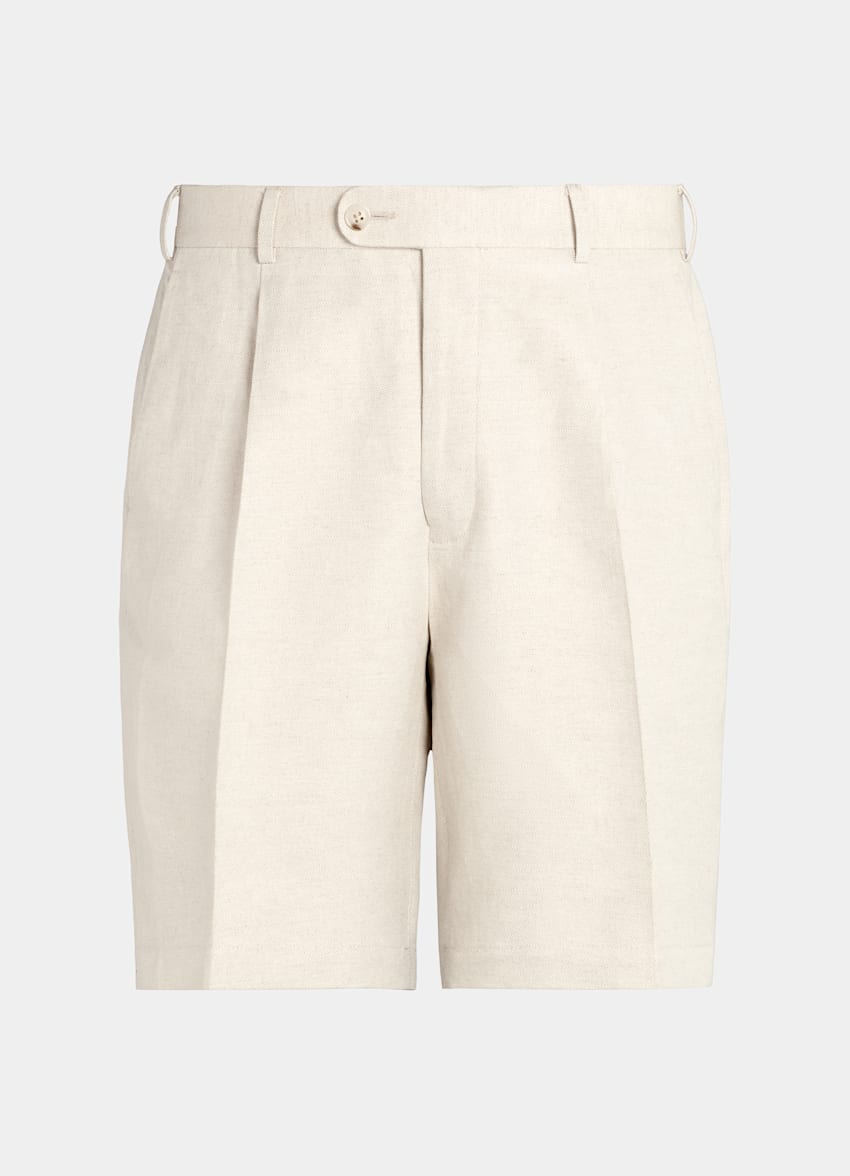 SUITSUPPLY Cotton Linen by Di Sondrio, Italy Sand Straight Leg Shorts