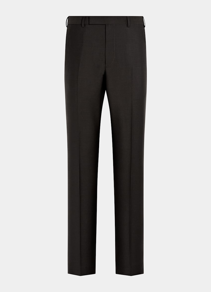 SUITSUPPLY All Season Wool Mohair by Vitale Barberis Canonico, Italy Dark Brown Tailored Fit Milano Suit