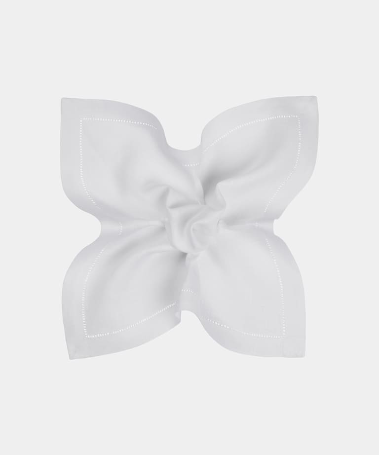 SUITSUPPLY 순수 린넨, Silk Pro, 이탈리아 화이트 포켓스퀘어
