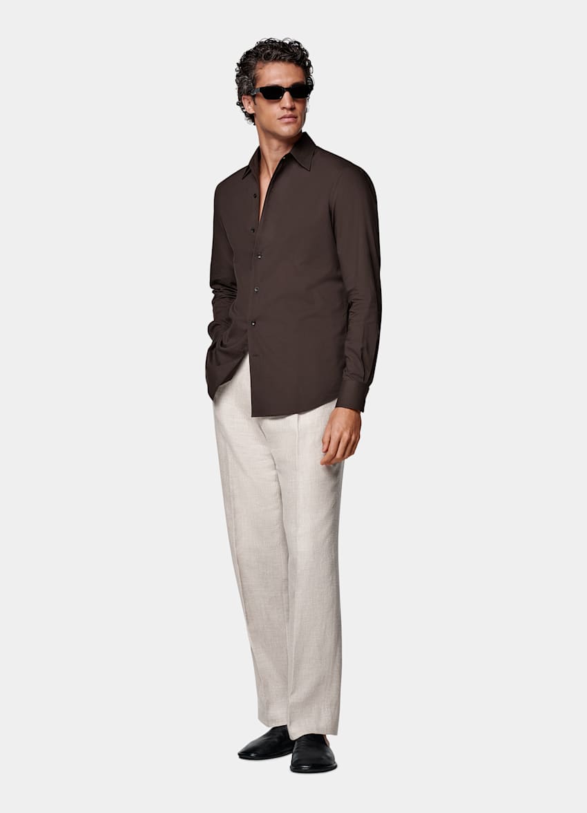 Chemise coupe Tailored marron