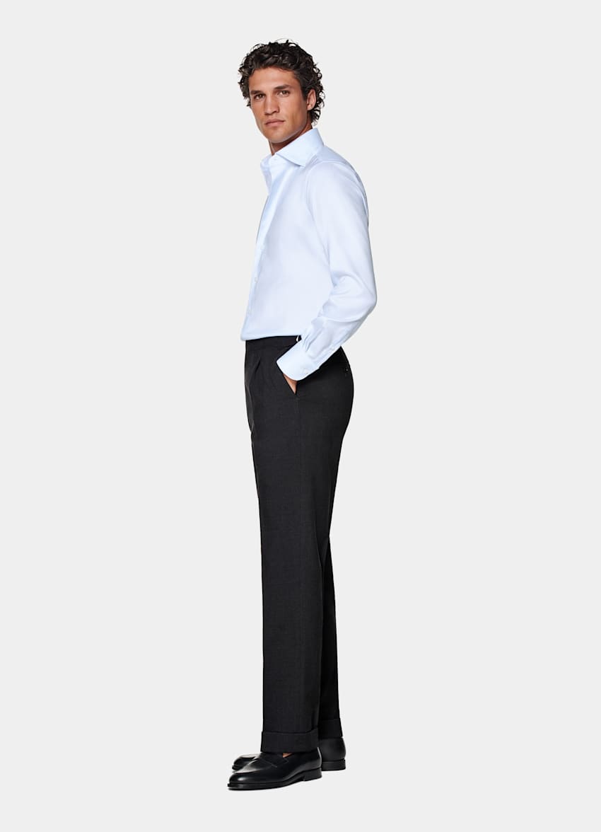 Chemise coupe ajustée en oxford bleue