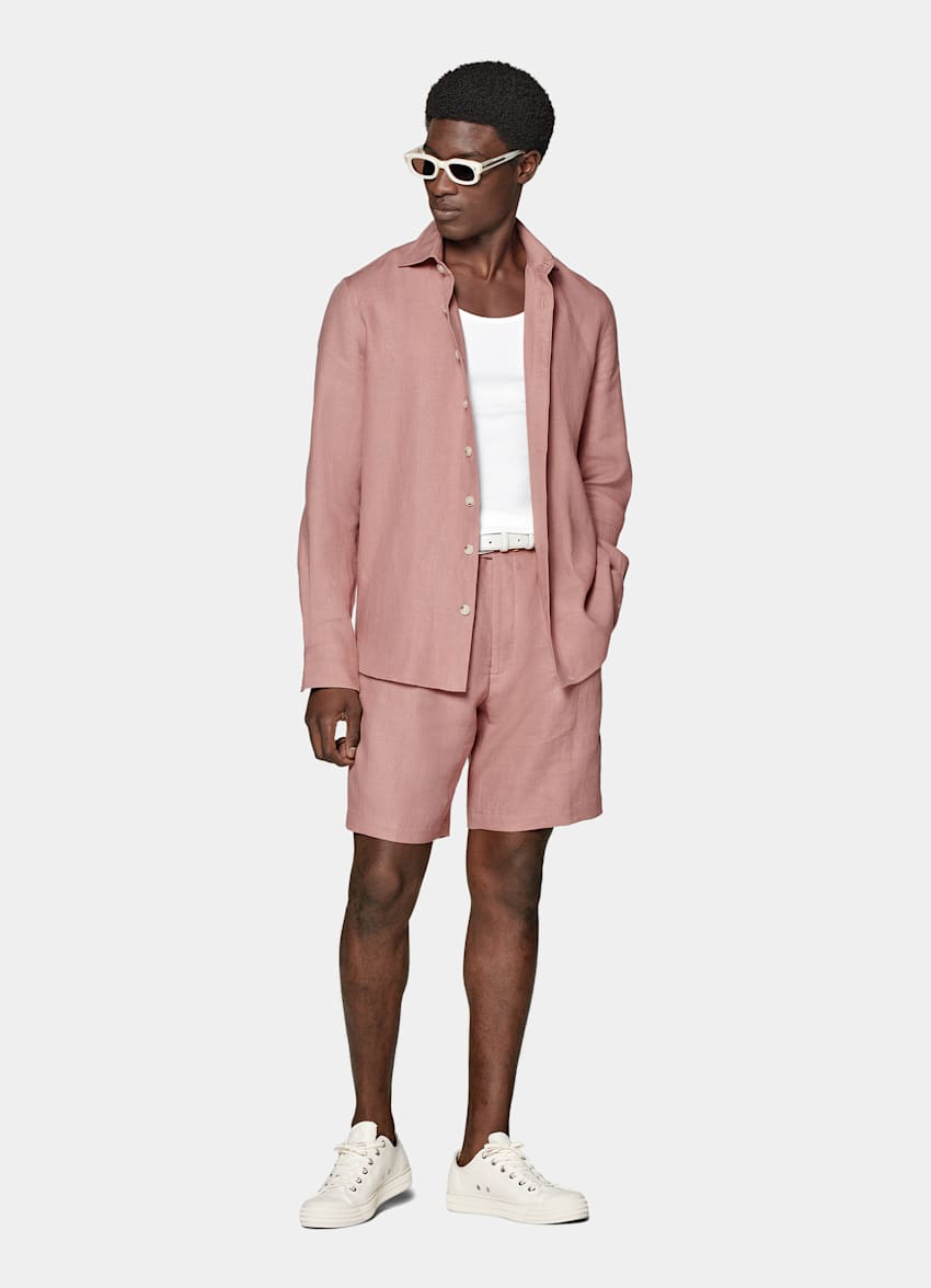 Pink Straight Leg Shorts