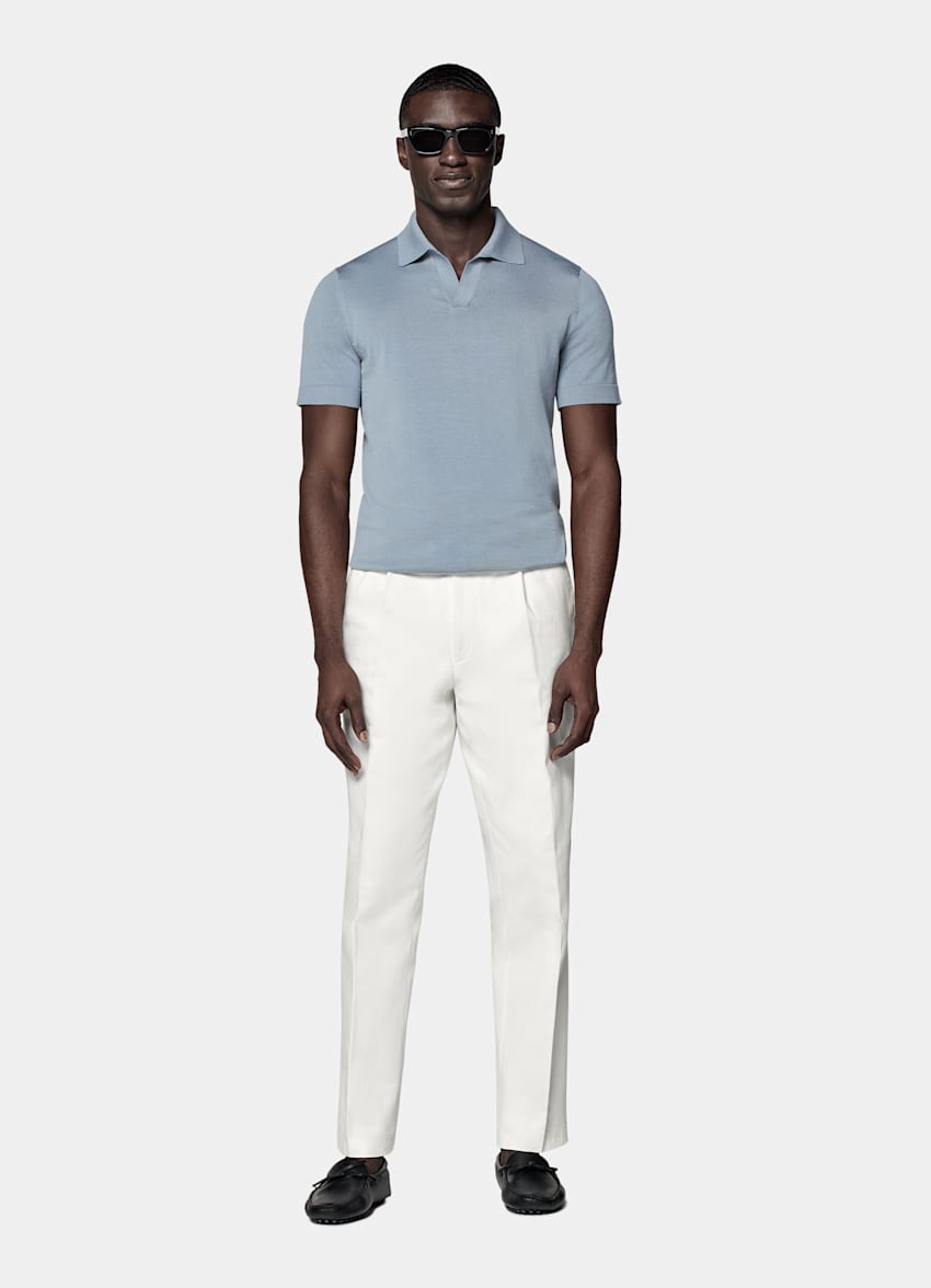 Light Blue Buttonless Polo