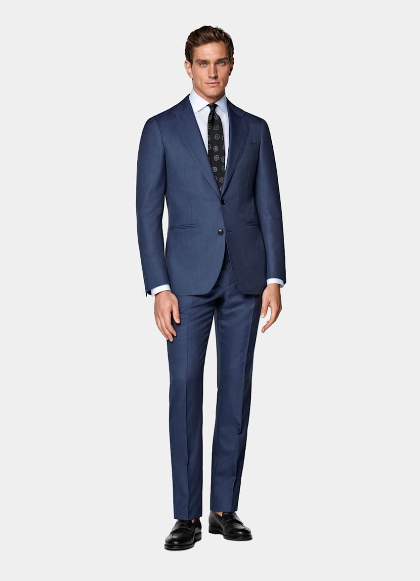 Costume Havana coupe Tailored bleu moyen