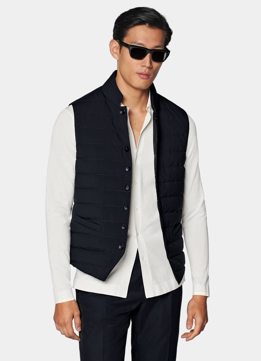 SUITSUPPLY Tissu technique - Olmetex, Italie Doudoune sans manches bleu marine