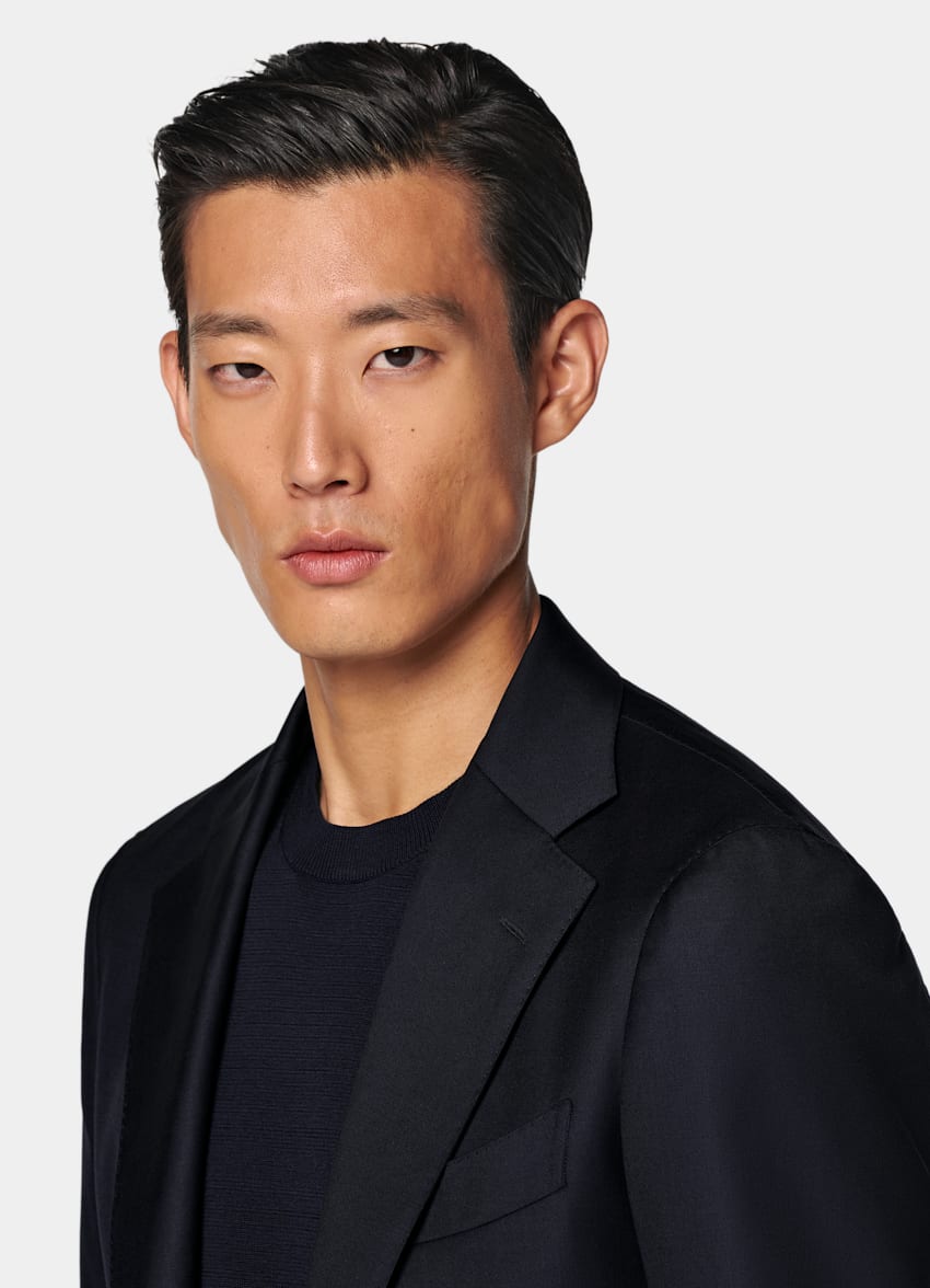 SUITSUPPLY All season Pure laine S110's par Vitale Barberis Canonico, Italie Veste de costume Havana coupe Tailored bleu marine