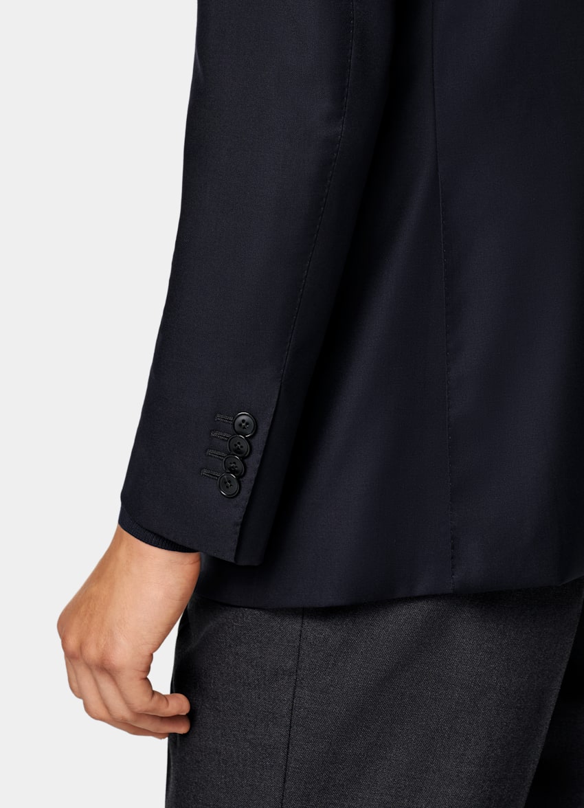 SUITSUPPLY All season Pure laine S110's par Vitale Barberis Canonico, Italie Veste de costume Havana coupe Tailored bleu marine