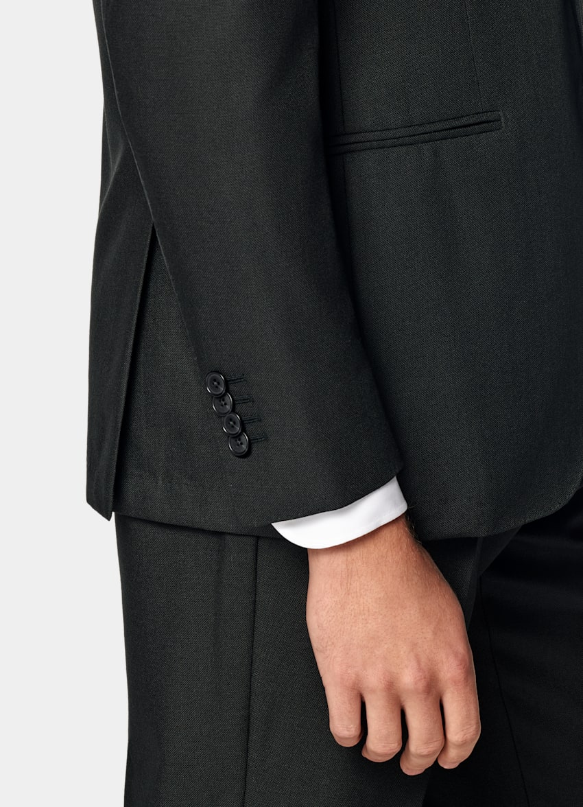 SUITSUPPLY All Season Wrinkle-Free 4-Ply Wool by Rogna, Italy Dark Green Tailored Fit Havana Suit