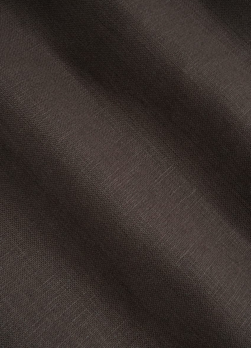 SUITSUPPLY Pure Linen by Albini, Italy Dark Brown Relaxed Fit Shirt
