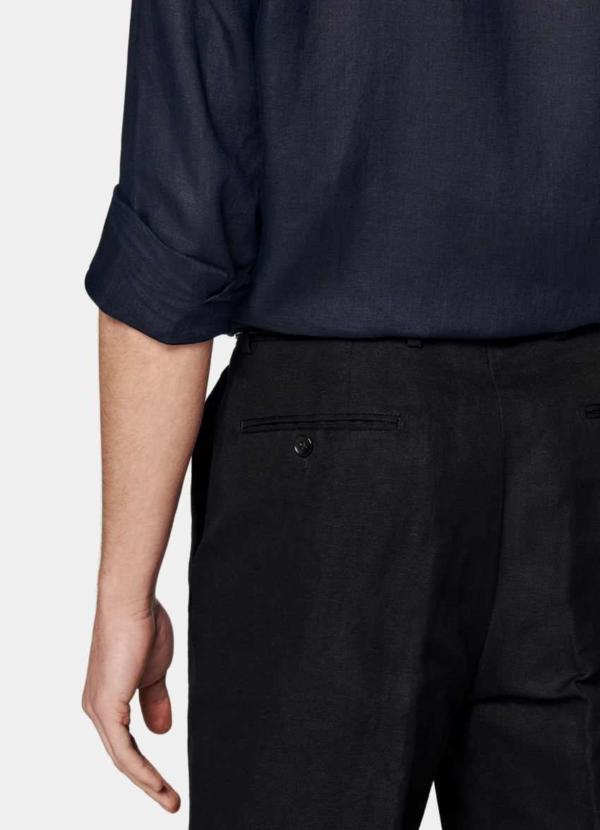 SUITSUPPLY Pur lin - Leggiuno, Italie Chemise coupe ajustée bleu marine