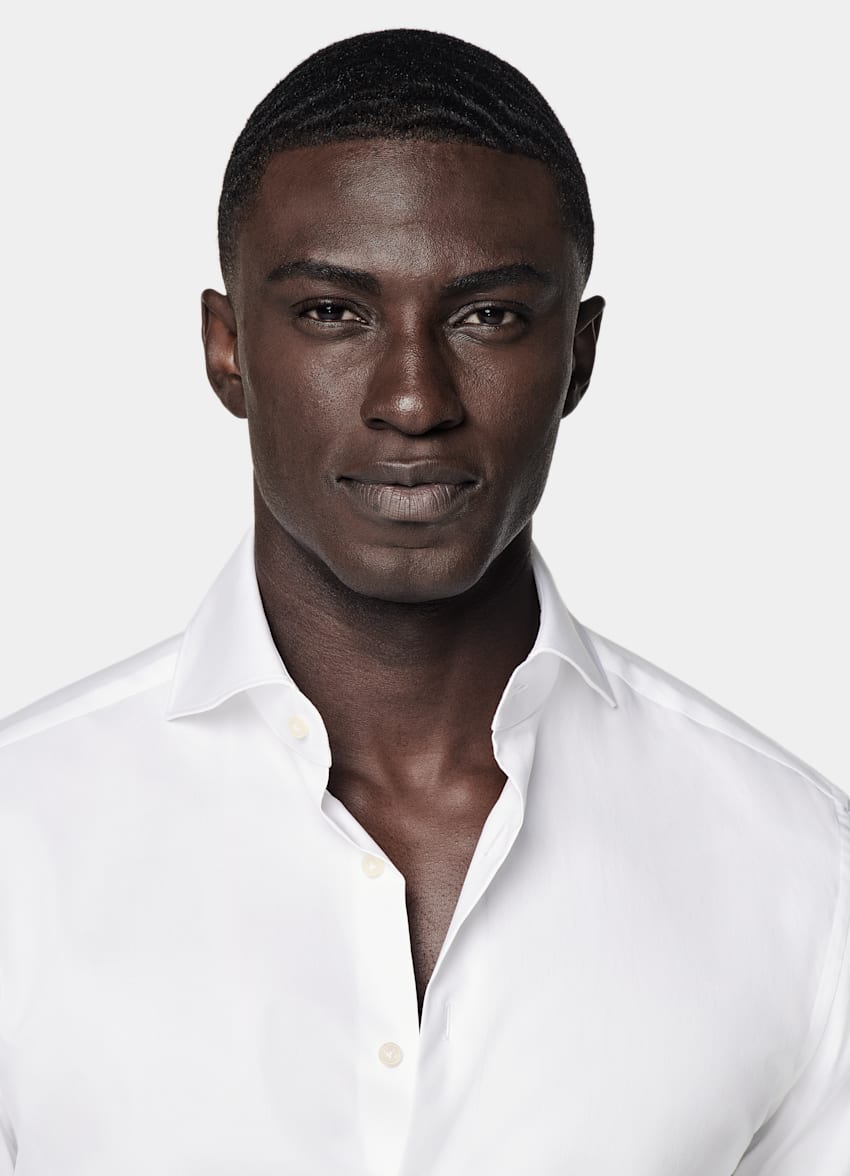SUITSUPPLY Egyptian Cotton by Albini, Italy White Double Cuff Tailored Fit Shirt