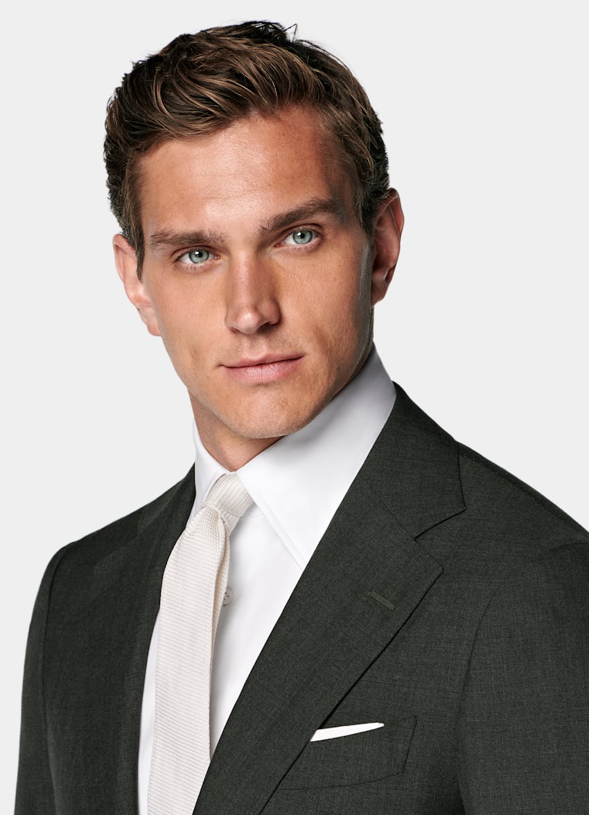 SUITSUPPLY All season Pure laine tropicale par Vitale Barberis Canonico, Italie Costume Perennial Havana coupe Tailored vert foncé