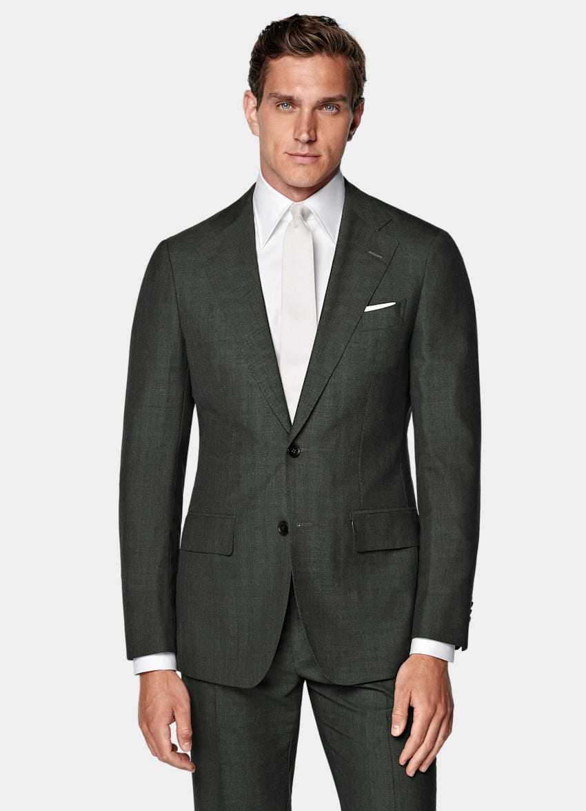 SUITSUPPLY All season Pure laine tropicale par Vitale Barberis Canonico, Italie Costume Perennial Havana coupe Tailored vert foncé