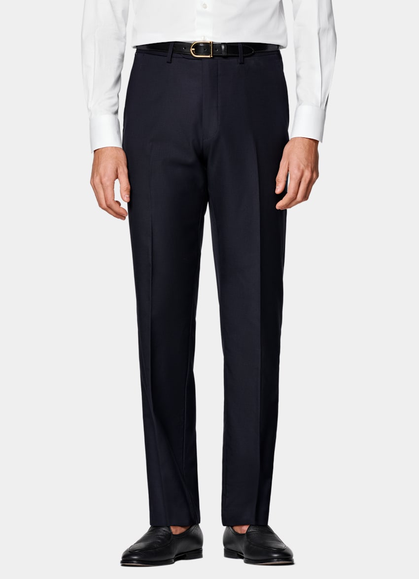 SUITSUPPLY All Season Pure S110's Wool by Vitale Barberis Canonico, Italy  Navy Slim Leg Straight Suit Pants