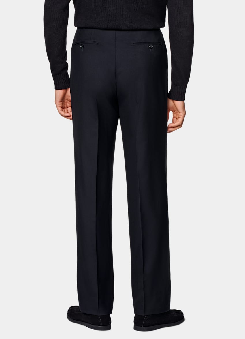 Navy Wide Leg Straight Suit Trousers