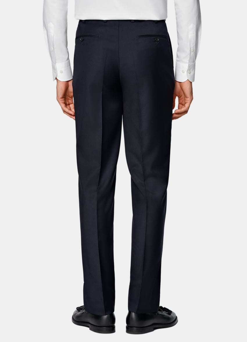 Navy Perennial Slim Leg Straight Suit Trousers