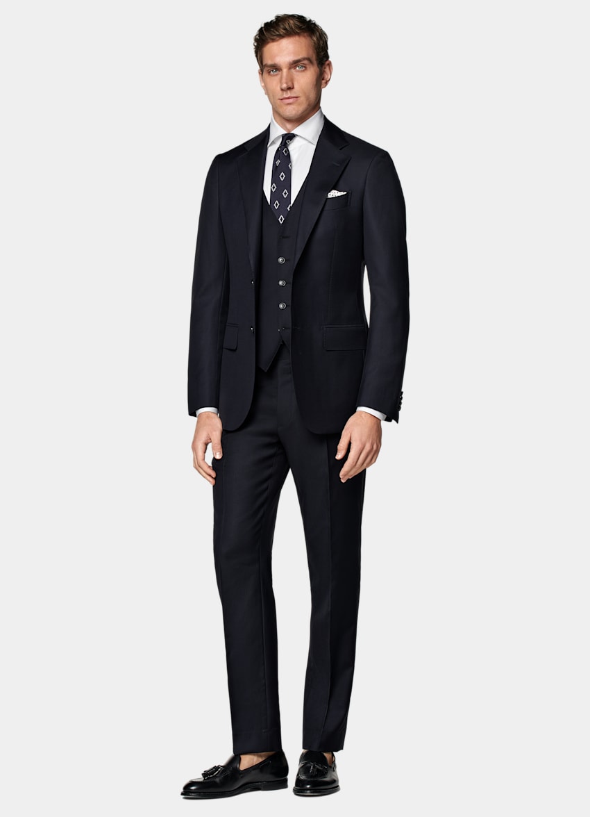 SUITSUPPLY Pura lana S110s de Vitale Barberis Canonico, Italia Chaleco azul marino
