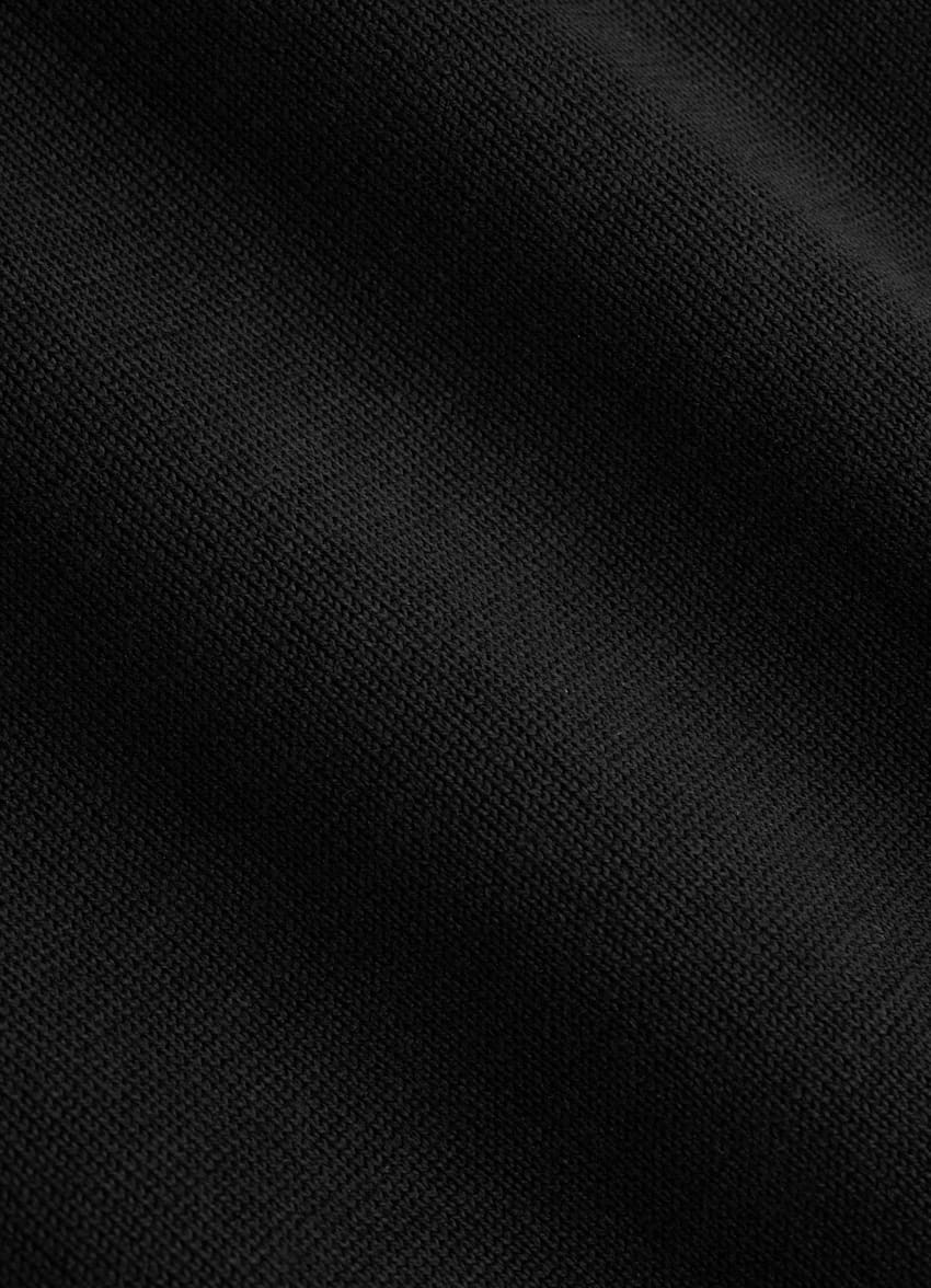 SUITSUPPLY Bawełna kalifornijska i jedwab morwowy Kardigan polo z długimi rękawami czarny